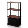 4-Tier Storage Rack Shelving Unit w/Bins;  Set of 2;  Dark Cherry/Black