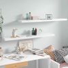 Floating Wall Shelves 2 pcs High Gloss White 47.2"x9.3"x1.5" MDF