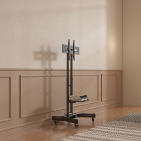 FANCO Universal Swivel TV Stand for 32–80 inch TVs, Height Adjustable Table Top TV Stand Mount with Tilt, Max VESA 600x400mm (Black)