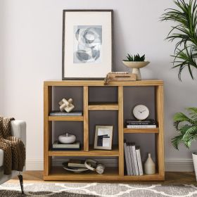 Open Wooden Open Shelf Bookcase, Freestanding Display Storage Cabinet with 7 Cube Storage Spaces, Floor Standing Bookshelf, Entryway
