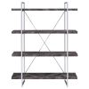 Rustic Grey Herringbone Bookcase with Full-Length Shelf