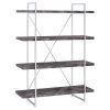Rustic Grey Herringbone Bookcase with Full-Length Shelf