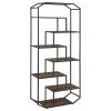 Rustic Brown and Dark Grey 6-Shelf Open Back Bookcase