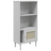 Bookcase SENJA Rattan Look White 23.6"x13.8"x51.2" Solid Wood Pine