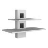 Havre Floating Shelf, 17.20H" Dual-Shelf Wall Unit with Cable Management, White
