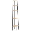 5-Tier Corner Shelf Light Brown and Black 17.9"x12.4"x70.9"