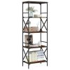 Bookcase 5-Tier Brown Oak 23.2"x13.8"x67.3" Engineered Wood