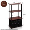 4-Tier Storage Rack Shelving Unit w/Bins;  Set of 2;  Dark Cherry/Black