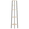 5-Tier Corner Shelf Light Brown and Black 17.9"x12.4"x70.9"