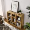Open Wooden Open Shelf Bookcase, Freestanding Display Storage Cabinet with 7 Cube Storage Spaces, Floor Standing Bookshelf, Entryway