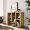 Open Wooden Open Shelf Bookcase, Freestanding Display Storage Cabinet with 7 Cube Storage Spaces, Floor Standing Bookshelf, Entryway