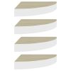Wall Corner Shelves 4 pcs Oak and White 13.7"x13.7"x1.4" MDF