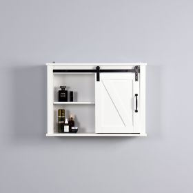 Bathroom Wall Cabinet with 2 Adjustable Shelves Wooden Storage Cabinet with a Barn Door 27.16x7.8x19.68 inch (Color: as Pic)